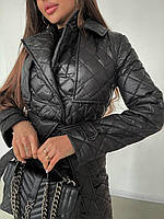 Женское демисезонное стеганное пальто Черное