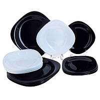 Столовый сервиз черно-белый Luminarc Carine Black&White 18 предметов с квадратными тарелками