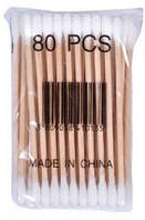 Ватні палички дерев'яні пакет 80 шт