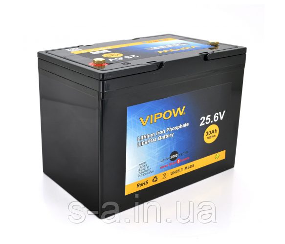 Акумуляторна батарея Vipow LiFePO4 25,6 V 100 Ah з вбудованою ВМS-платою 80A