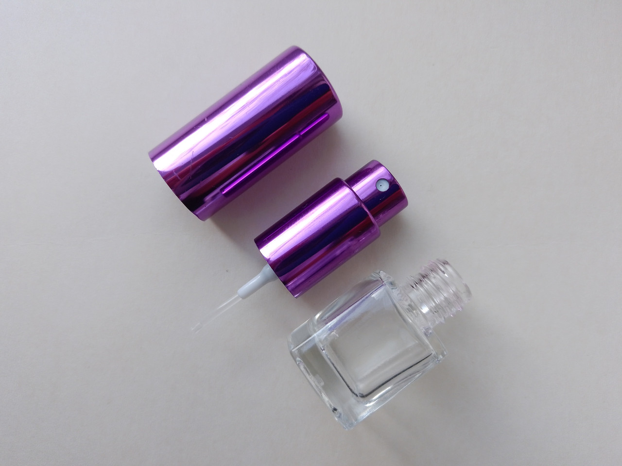 5 мл Квадрат міні флакон, пляшка, атомайзер скляний, прозорий в комплекті з розпилювачем, спреєм 13/415