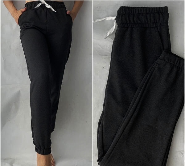 Жіночі демісезонні спортивні штани, джоггери, чорні, розмір 44, фото 1