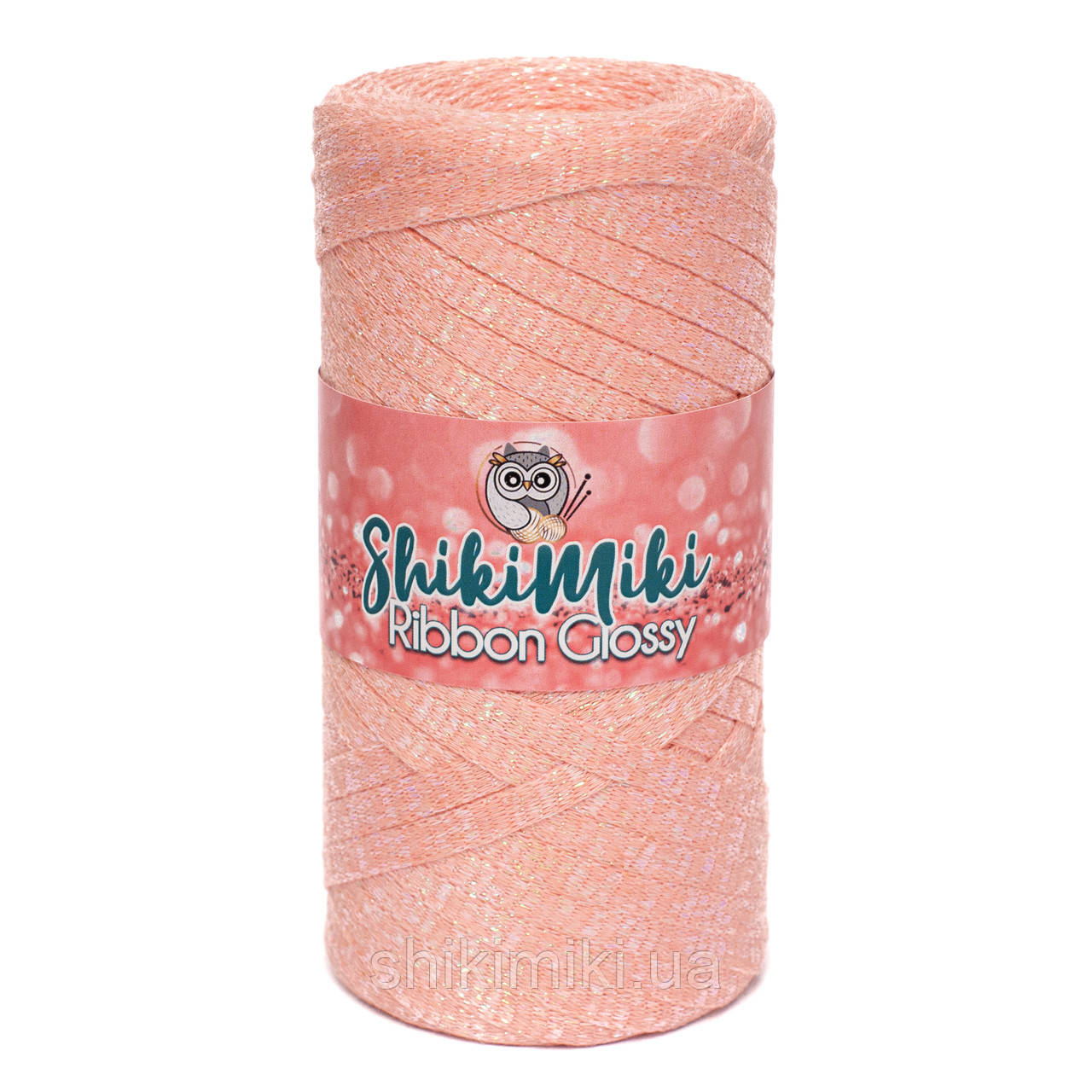 Трикотажний плоский шнур Ribbon Glossy, колір Персиковий