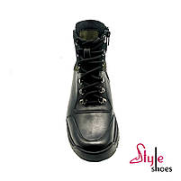 Зимові чоловічі черевики з натуральної шкіри чорного кольору «Style Shoes», фото 2