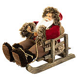 Новорічний Санта в санях  25*15*29 см декоративна фігурка під ялинку, фото 3