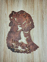 Панно настенное Собака, охота. Декоративное панно из дерева. Интерьерный декор.