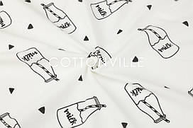 Відріз фланелі Молочні пляшечки 37х240 см