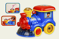 Музыкальный Паровоз ZR121 игрушка со светом, звуком, пускает дым/пар, ездит, детский поезд на батарейках детям