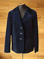 Темно синій вінтажний оксамитовий піджак жіночий strowenz karner, розмір l, xl