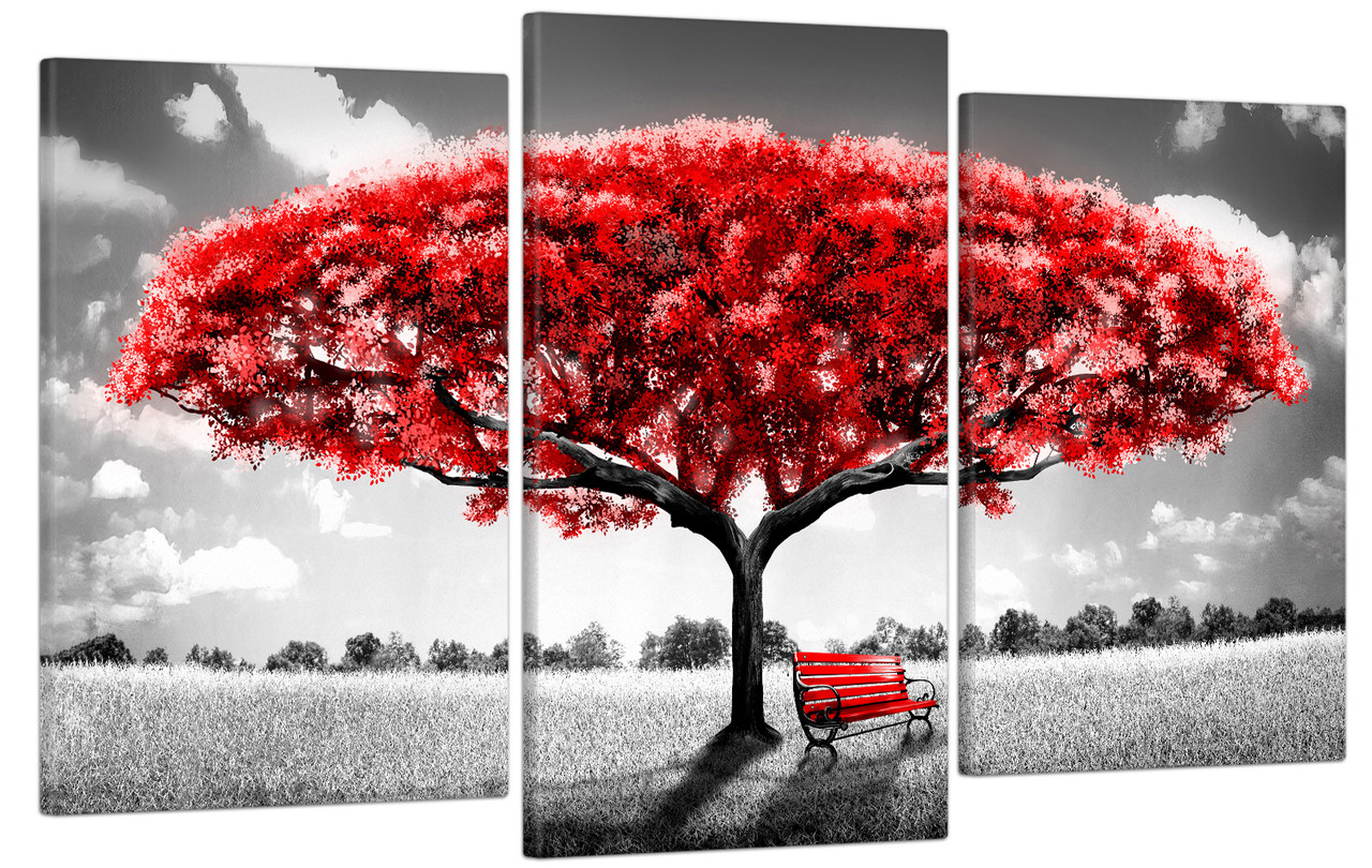 Модульна картина на полотні на стіну для інтер`єру/спальні/прихожої DK Червоне дерево 53x100 см (MK30221_E)