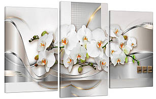 Модульна картина на полотні на стіну для інтер`єру/спальні/прихожої DK Квіти Орхідеї 53x100 см (MK30286_E)