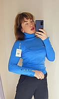 Женская кофта гольф синий с горловиной тёплый ангоровый с пуговицами на рукавах размер единый 44-52