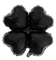 Фольгована куля чотирилисник, розмір - 45 см, колір - чорний