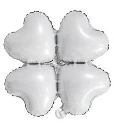 Фольгована кулька чотирилисник, розмір - 45 см, колір - білий