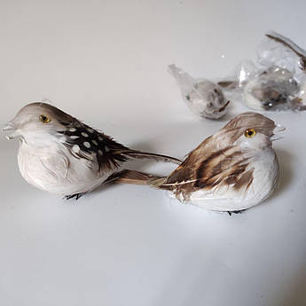 Декоративна пташка горобець, 12 см. 2 шт