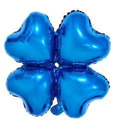 Фольгована куля чотирилисник, розмір - 45 см, колір - синій