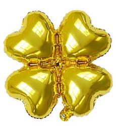 Фольгована куля чотирилисник, розмір - 45 см, колір - золото