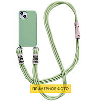 Силиконовый чехол с ремешком iPhone 13 Pro Max / Айфон 13 Про Макс зеленый / pistachio