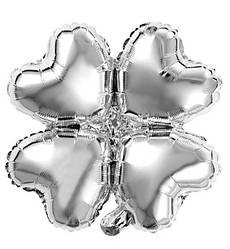 Фольгована куля чотирилисник, розмір - 45 см, колір - срібло
