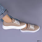 Шкіряні жіночі кеди бежевого кольору  37 та 38 р-ри, фото 3