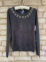 1, Легкий черный свитерок с камнями свитер US POLO Юс Поло Размер L Оригинал
