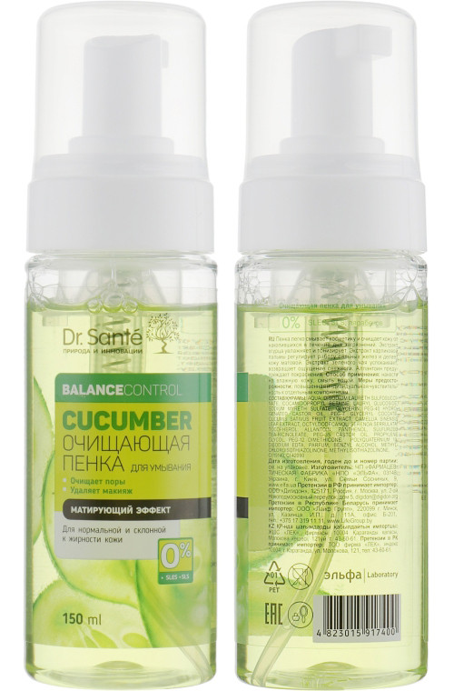 Очищаюча пінка для вмивання Dr. Sante Cucumber Balance Control 150 мл