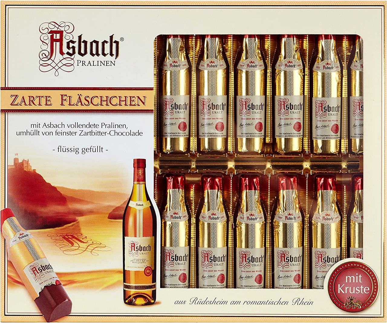 Шоколадні цукерки Asbach Zarte Flaschchen з віскі 250 г
