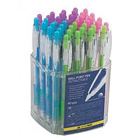 Ручка шариковая автоматическая BUROMAX 8210 синяя 0 7мм прозрачная (40 шт. в упаковке)