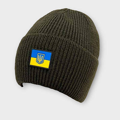 Шапка чоловіча зимова на флісі хакі Патріот / Тактична шапка