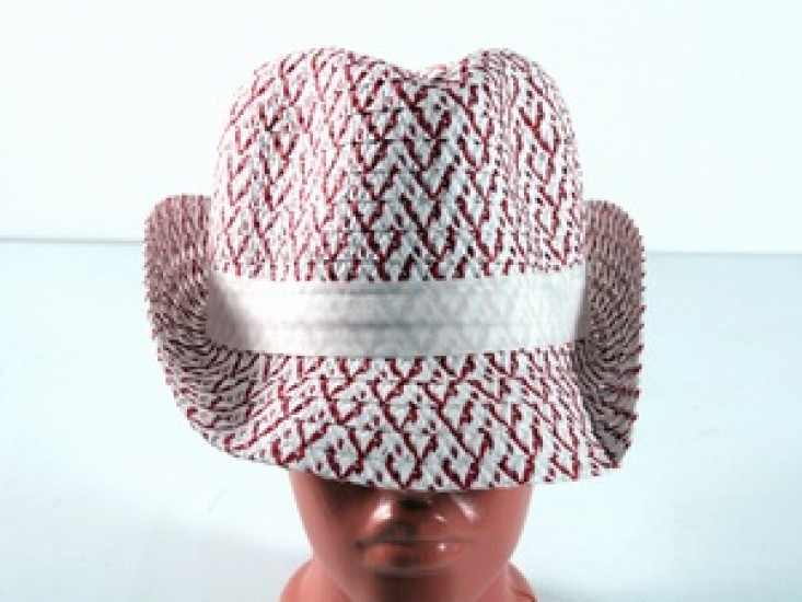 Солом'яний капелюх Бев'єр 28 см червоно-білий