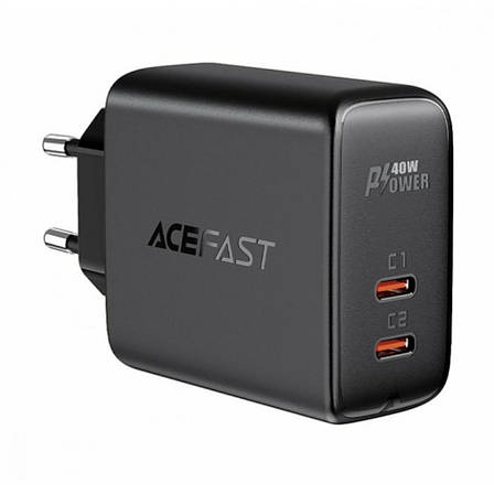 Зарядний пристрій (зарядка) для телефону ACEFAST A9 40 W 2 х Type-C Чорний, фото 1