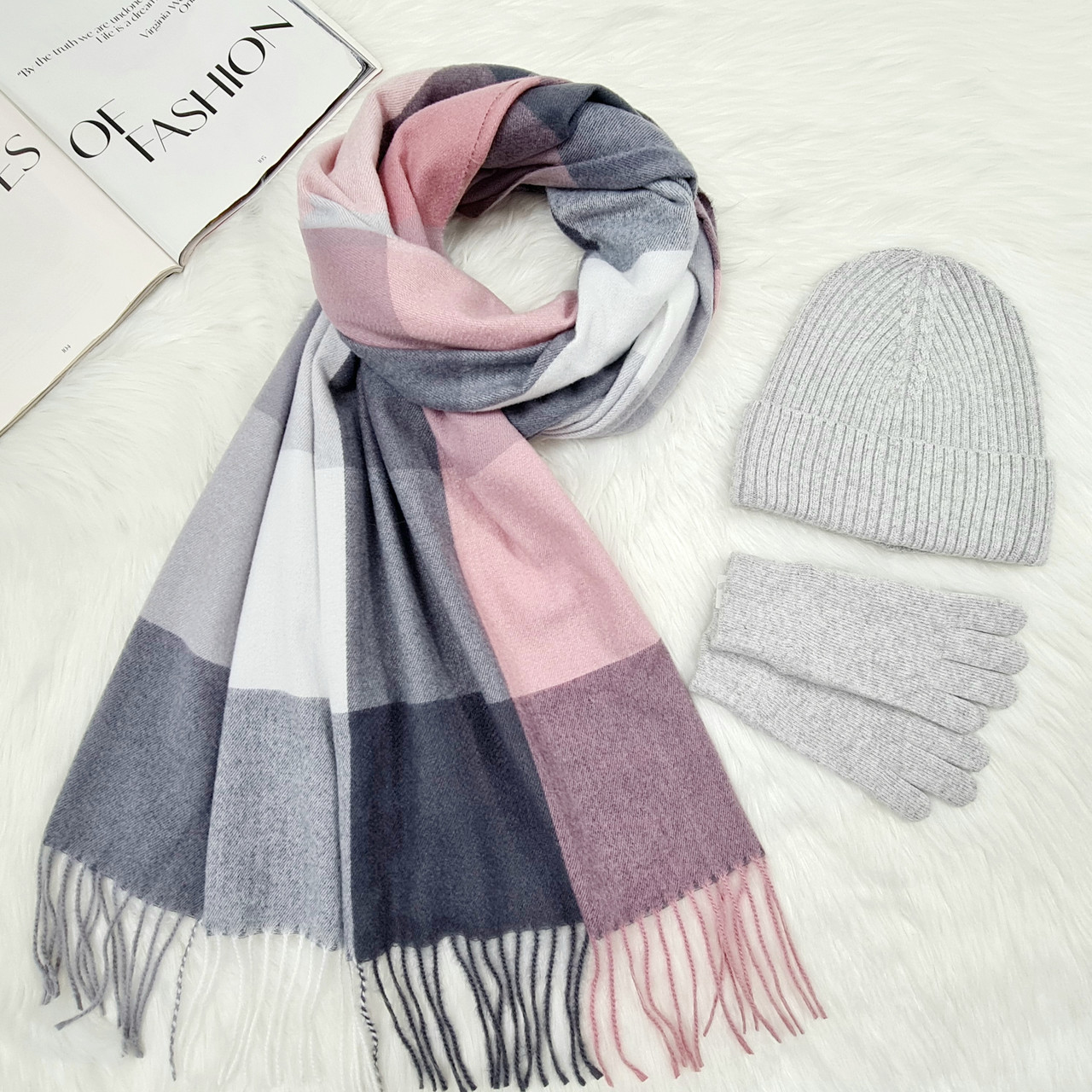 Комплект жіночий зимовий ангора з вовною (шапка+шарф+рукавички) ODYSSEY 56-58 см різнокольоровий 12456 - 1121 - 4001, фото 1