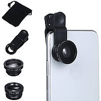 Набор объективов для смартфона U&P Wide Angle/Macro/Fisheye 3 шт Black (WAZ-LEN1B)