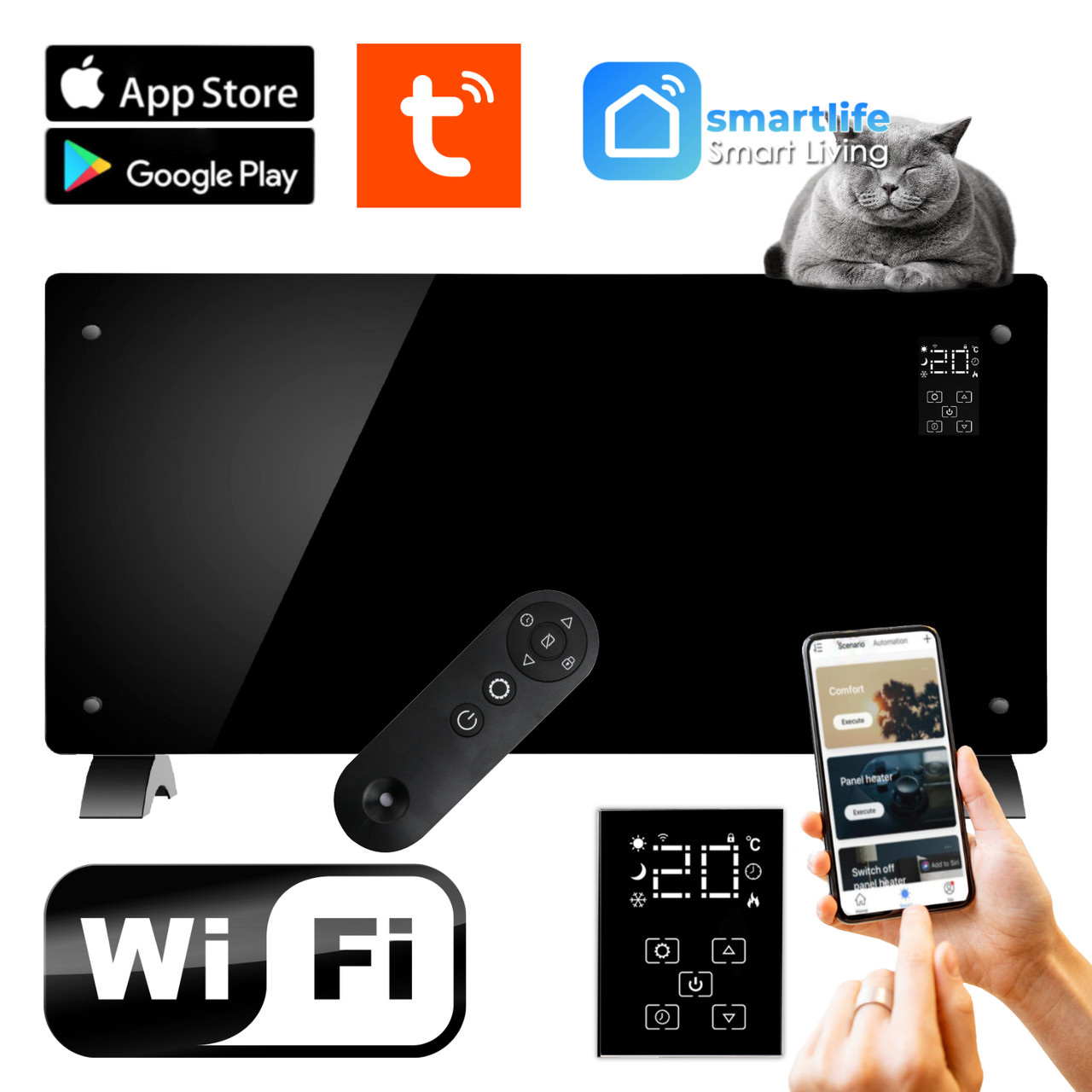 Конвекторний обігрівач Thunder MODERN 2000 W Wi-Fi Black