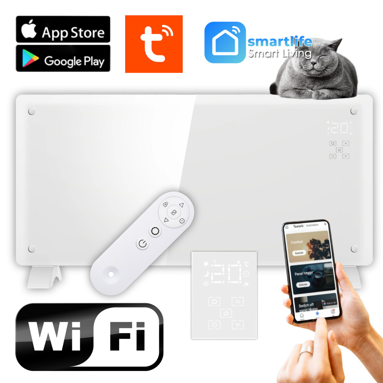 Конвекторний обігрівач Thunder MODERN 2000 W Wi-Fi White