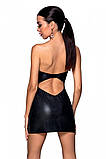 Мінісукня з екошкіри CELINE CHEMISE black XXL/XXXL — Passion: шнурівка, трусики в комплекті SO6408, фото 2