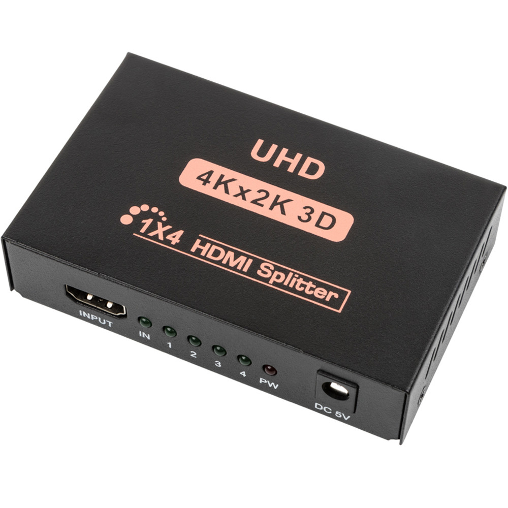 Активный HDMI разветвитель U&P Splitter 1 to 4 Black (WAZ-HR14-BK) - фото 1 - id-p1695976082