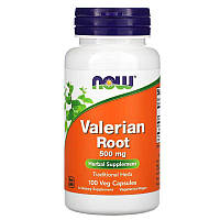 NOW Foods корень валерианы. 500 мг, 100 растительных капсул