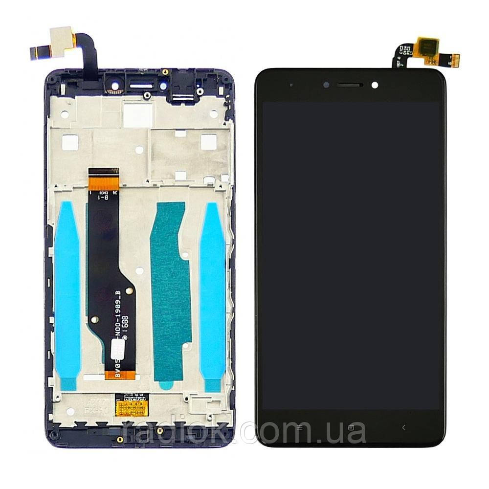 Дисплей для Xiaomi Redmi Note 4X з чорним тачскрином і корпусною рамкою