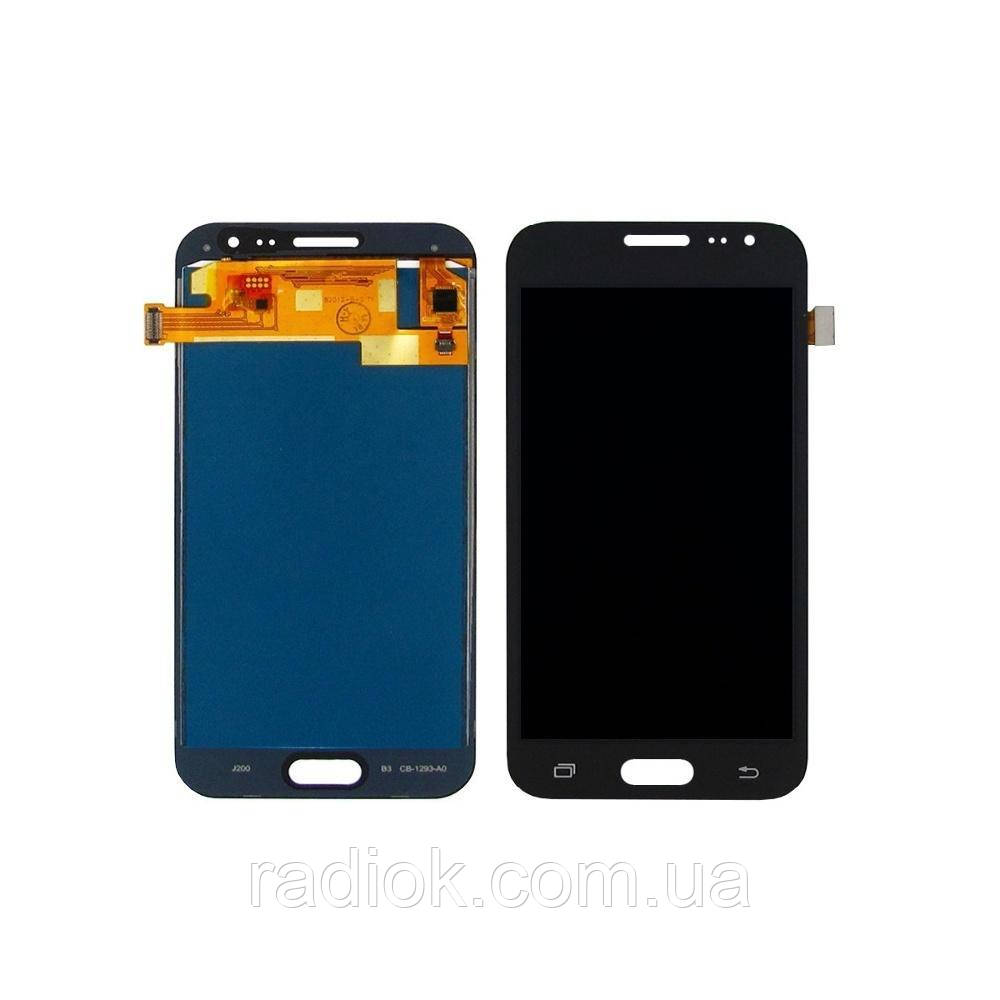 Дисплей для Samsung J200 Galaxy J2 з чорним тачскрином, з регульованою підсвіткою IPS