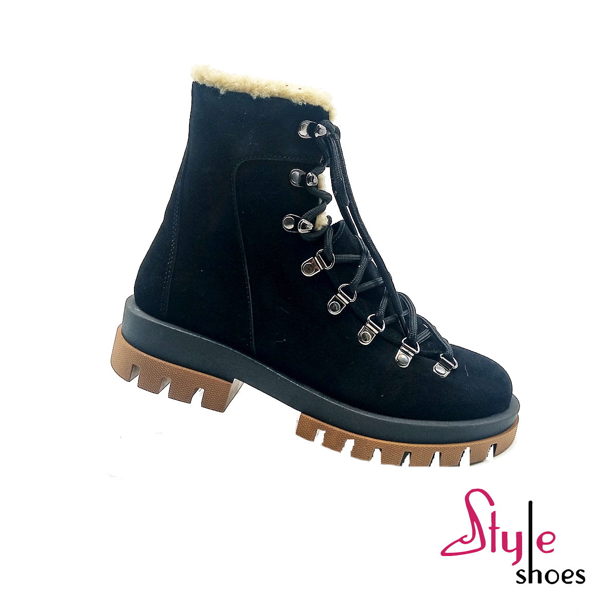 Жіночі черевики - хайтопи на зиму чорного кольору «Style Shoes»
