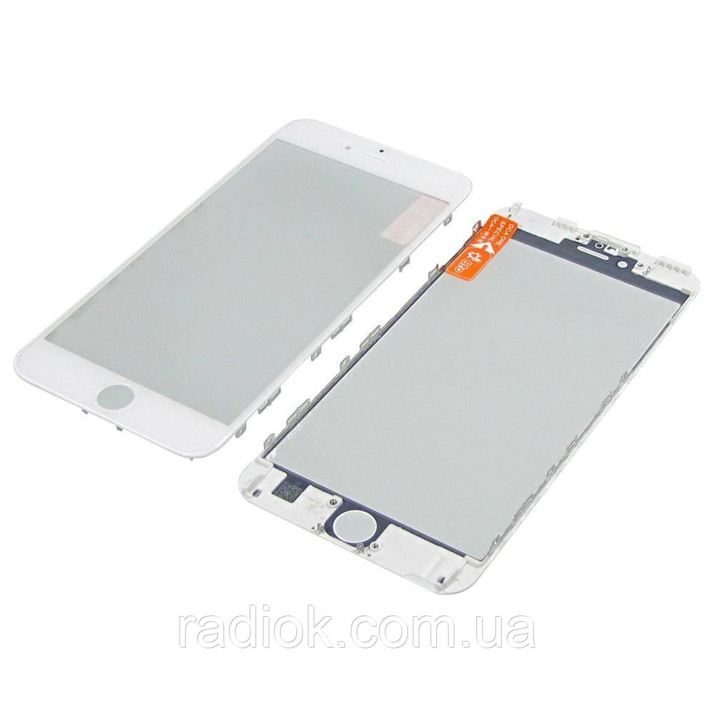 Скло тачскрина з OCA плівкою для Apple iPhone 6s Plus біле з рамкою HC, фото 1
