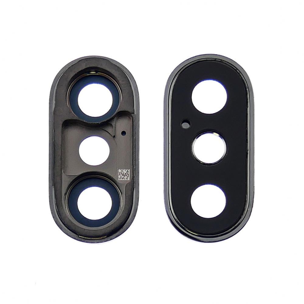 Скло камери для Apple iPhone X з сірої рамкою, фото 1