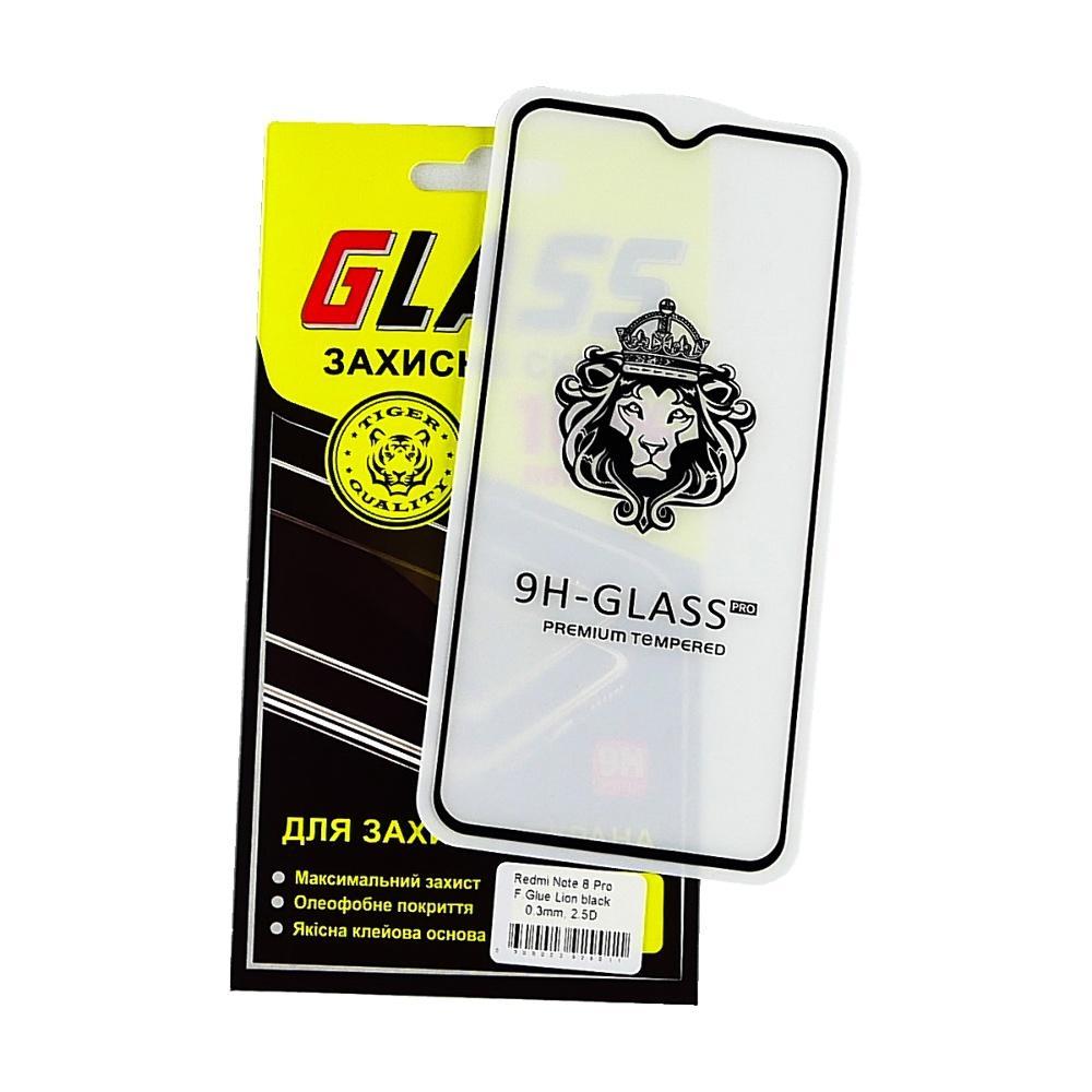 Захисне скло для Xiaomi Redmi Note 8 Pro Full Glue Lion (0.3 мм, 2.5D, чорне), фото 1