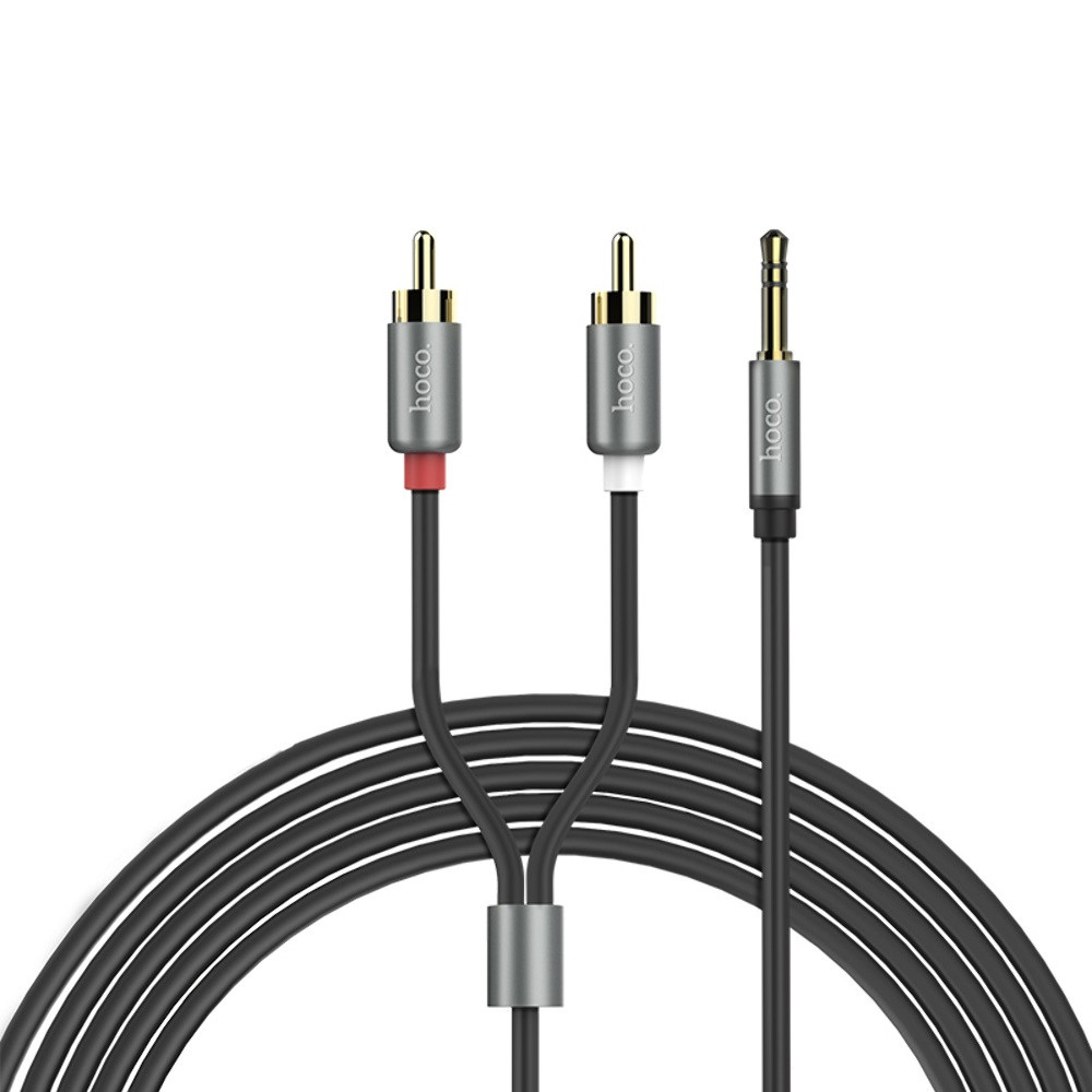 AUX кабель Hoco UPA10 Jack 3.5 to RCA 1.5m сірий, фото 1