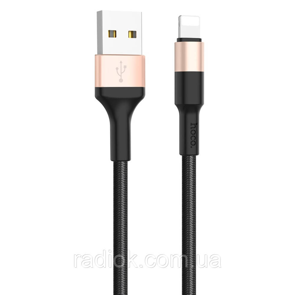 Кабель Hoco X26 USB to Lightning 1m black gold, фото 1