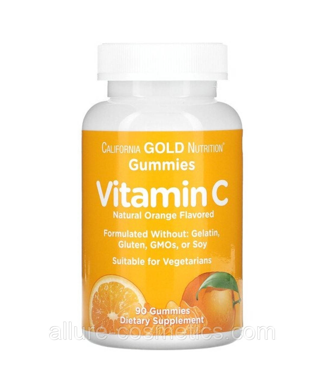 Жувальні таблетки з вітаміном C натуральний апельсиновий смак California Gold Nutrition Vitamin C Gummies
