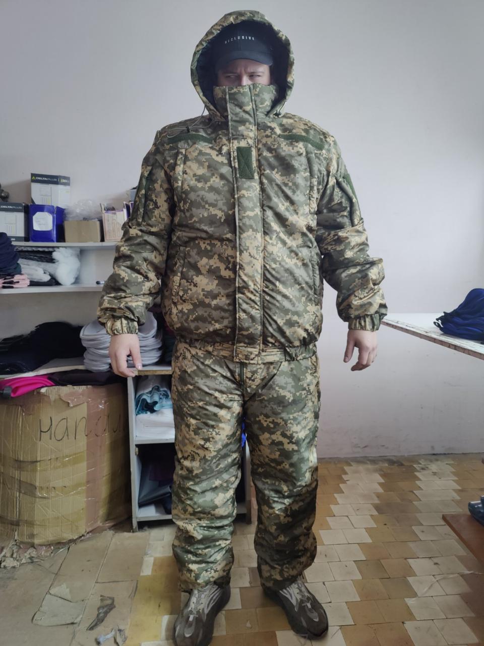 Теплий зимовий костюм піксель куртка та напівкомбінезон