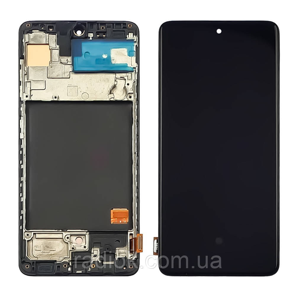 Дисплей для Samsung A515 Galaxy A51 (2020) з чорним тачскрином і корпусною рамкою 6.36" (з широким обідком)