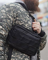 Тактическая черная мужская сумка через плечо HAMMER из ткани А
